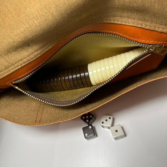 Leather backgammon potable board game Complete - Picture 2 of 7